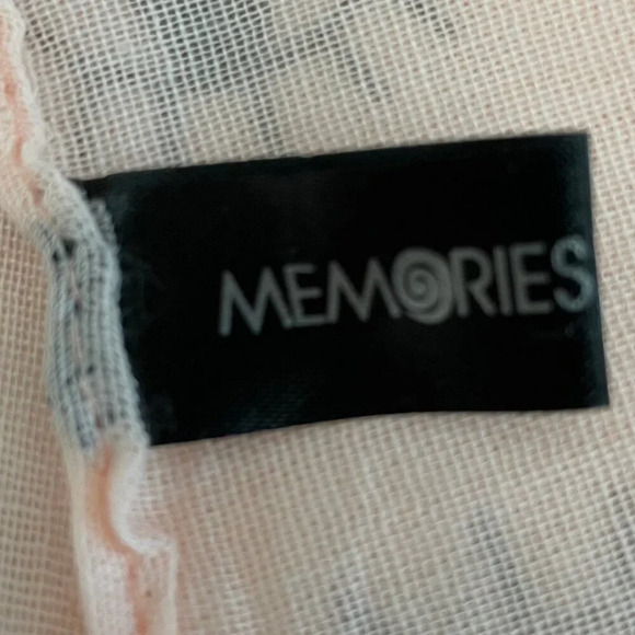 Memories Soft Fringed Polyester Cotton Scarf/Wrap w Playful Eye Print Pale Peach - Picture 10 of 12